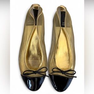 Jeffrey Campbell Women's Releve Gold and Black Mesh Ballet Flats